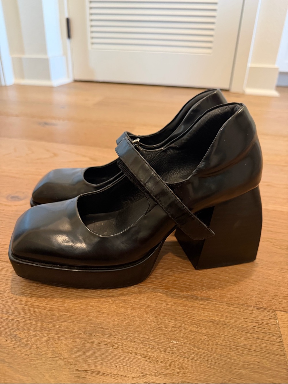 Jeffrey Campbell Reine Platform Mary Jane Pump Black Chunky Heel size 10 - Picture 4 of 14